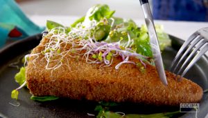 Fried Brie with Greens