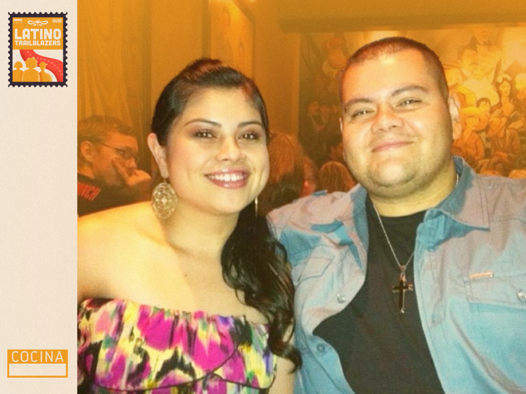 Jenny Solares, part of Latino Trailblazers, poses smiling to the camera along her big brother, Erick, during an outing at a restaurant. Photo courtesy of Jenny Solares.